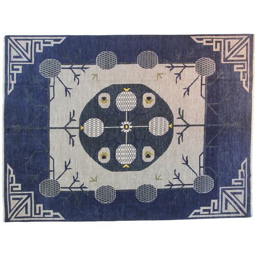 10'x14' Sari Joy Wool Chelsea Handmade Rug, Blue~P77633803