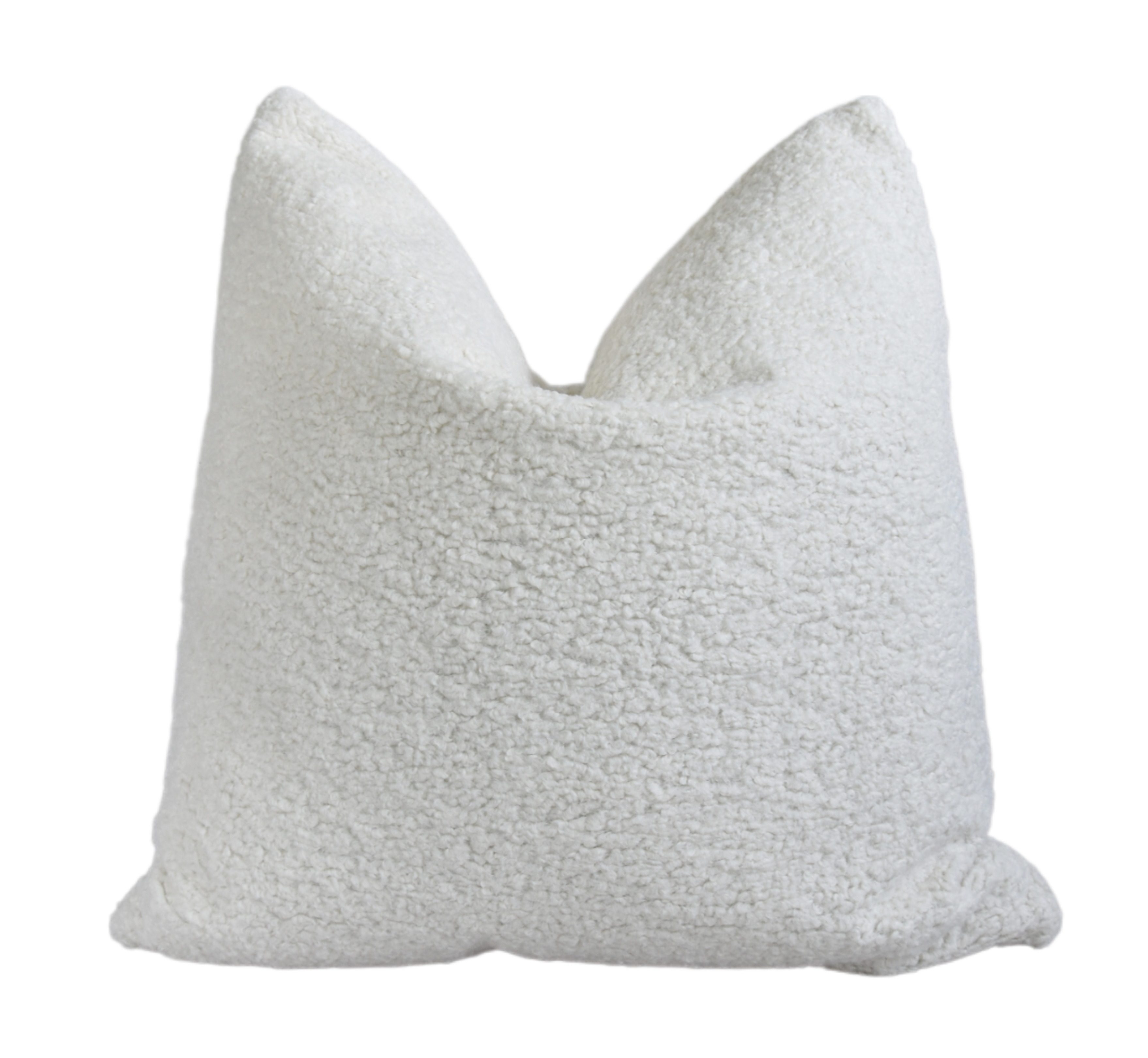 Ivory-Colored Curly Looped Bouclé Pillow~P77669260