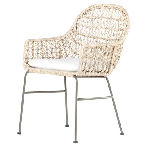 Jolie Outdoor Dining Chair, Gray Bronze/Vintage White~P77628241