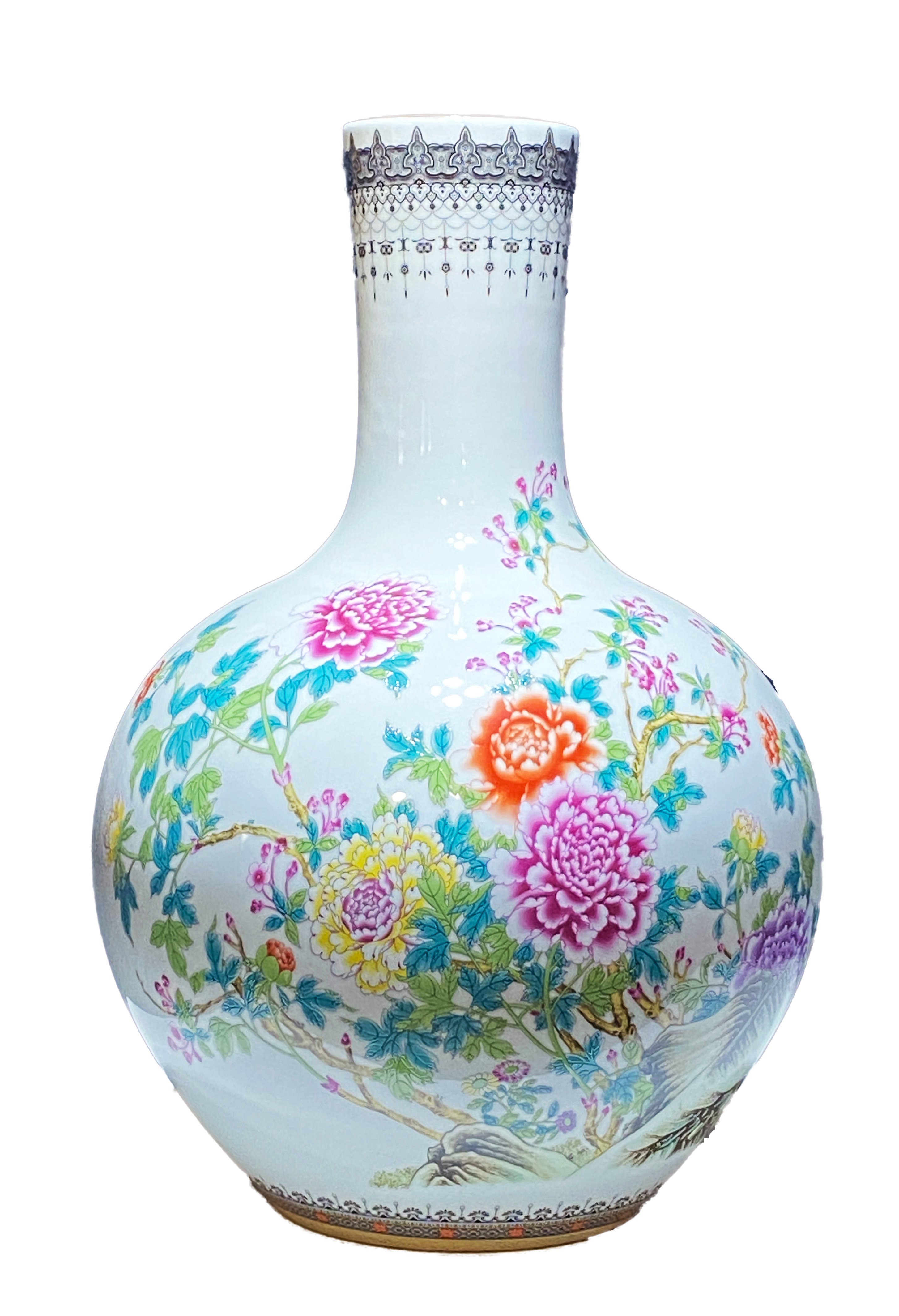 LG Chinoiserie Onion Shaped Vase 22"~P77615184