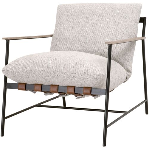 Barkley Club Chair, Grey/Chestnut Leather/Black Iron
