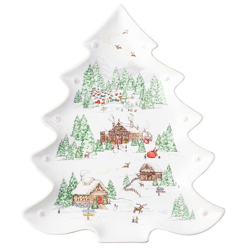 Berry & Thread North Pole 15" Tree Platter, Multicolor Berry & Thread North Pole 15" Tree Platter, Multicolor