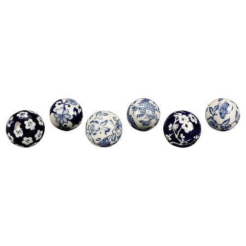 S/6 Navy & White Decorative Balls~P77626744