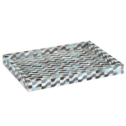 Ezra Horn Tray, Blue/Natural