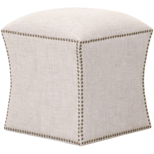 Darci Ottoman, Bisque French Linen