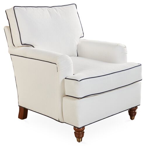 Kate Club Chair, White/Navy Crypton~P77243671