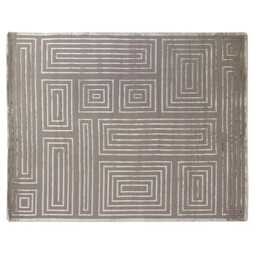 Velvet Maze Block Rug, Silver~P76439522