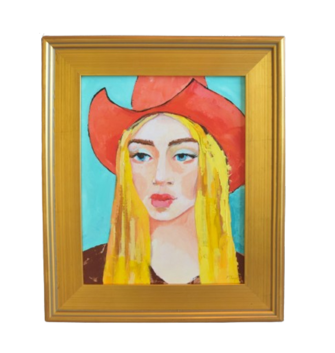Lady W/ Cowboy Hat Portrait Oil Painting~P77684396