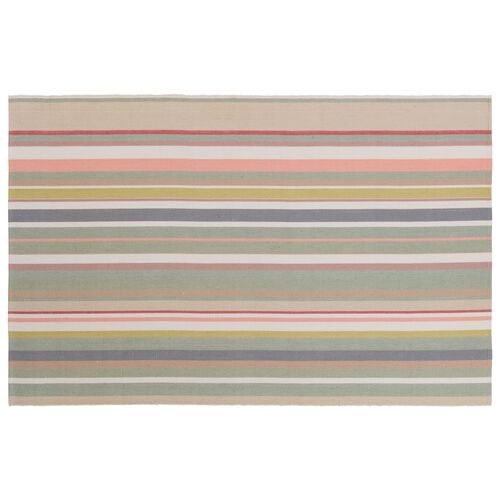 Vibe by  Viviana Handmade Striped Multicolor/Pink Area Rug (5'X8')