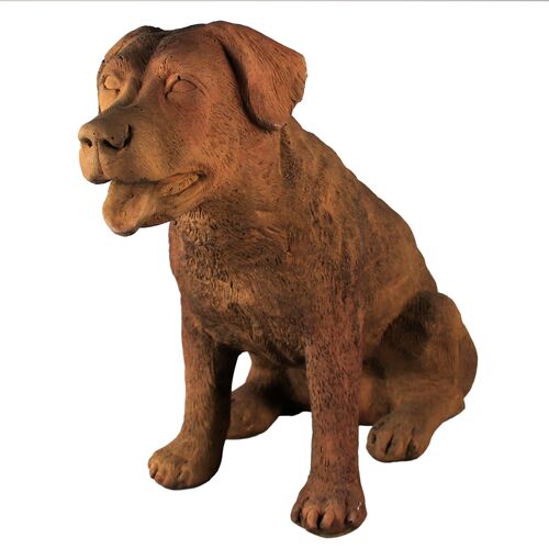 19" Old Barney Dog Outdoor Statue, Sandstone