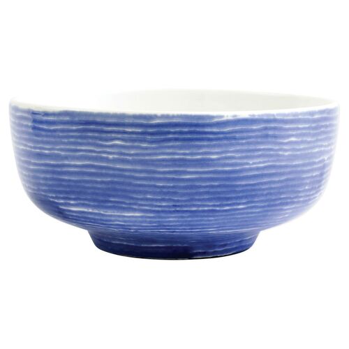 Santorini Stripe Footed Serving Bowl, White/Blue~P77580684