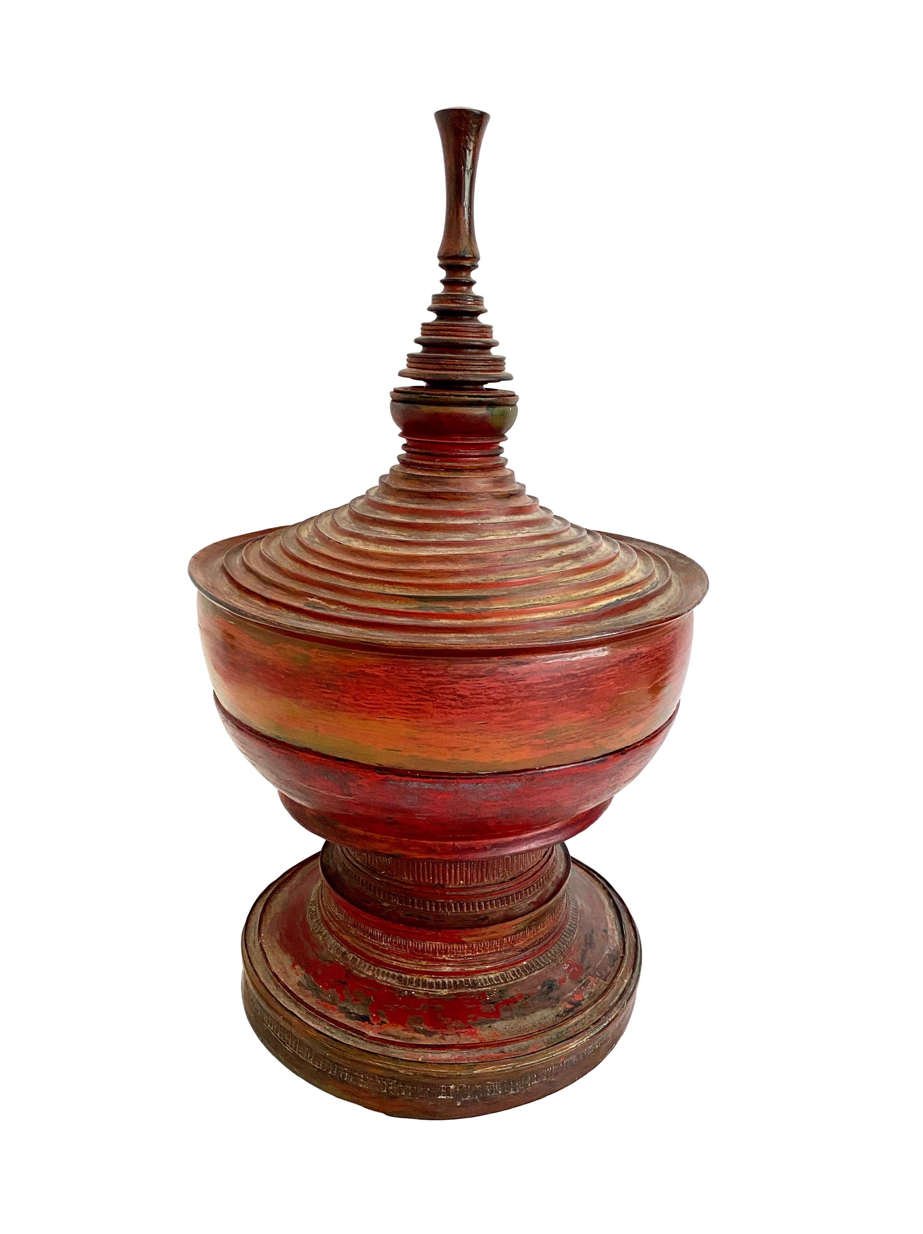 Burmese Red Lacquered Ceremonial Box~P77737374