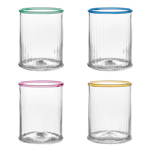 S/4 Nell Double Old Fashioned Glasses, Multicolor