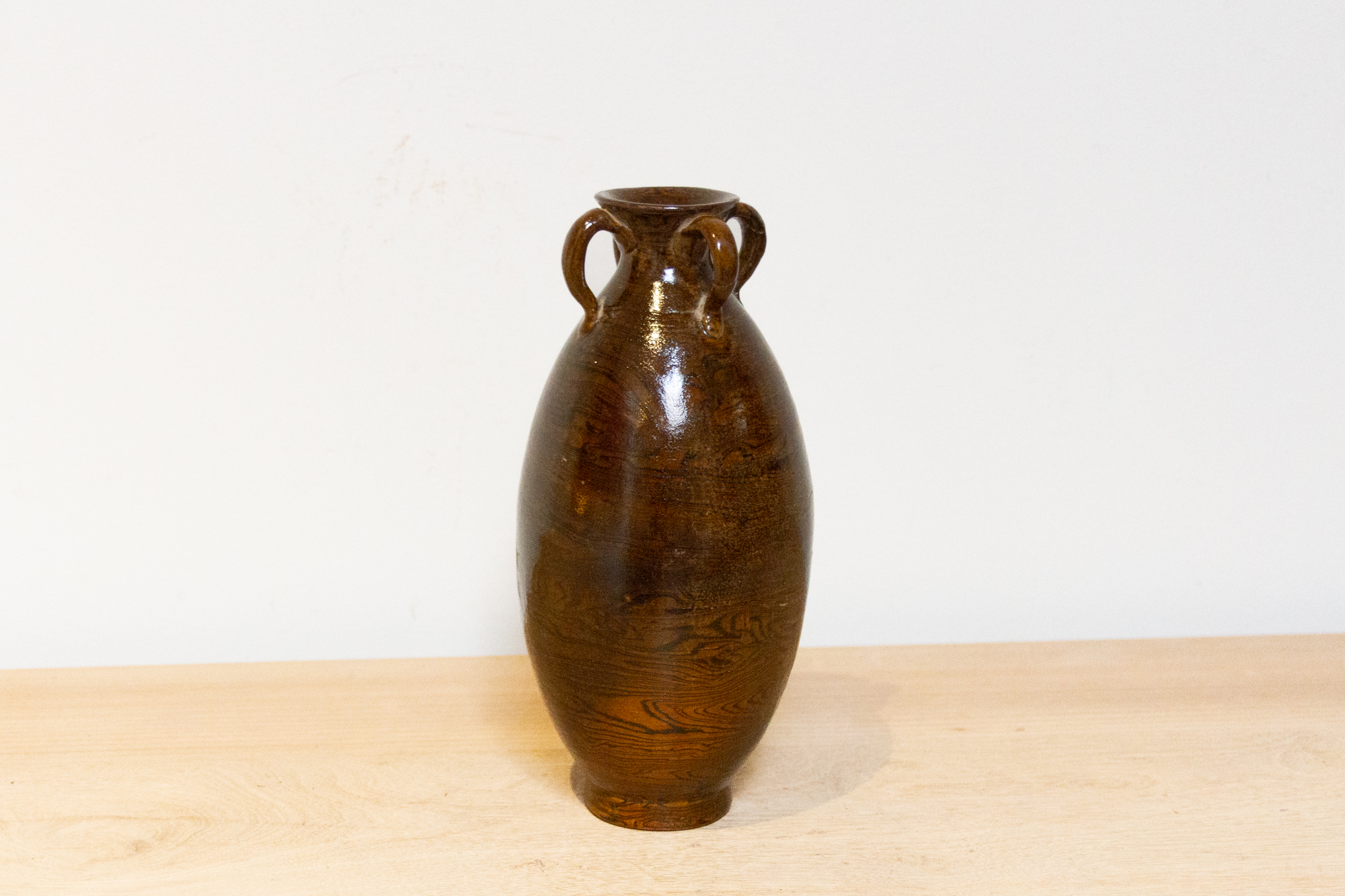 Slim Brown Faux Wood Japanese Vase~P77685356