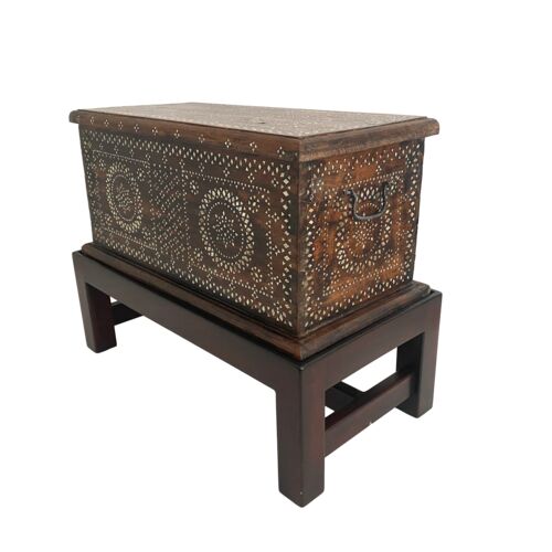 Antique Mother of Pearl Chest on Stand