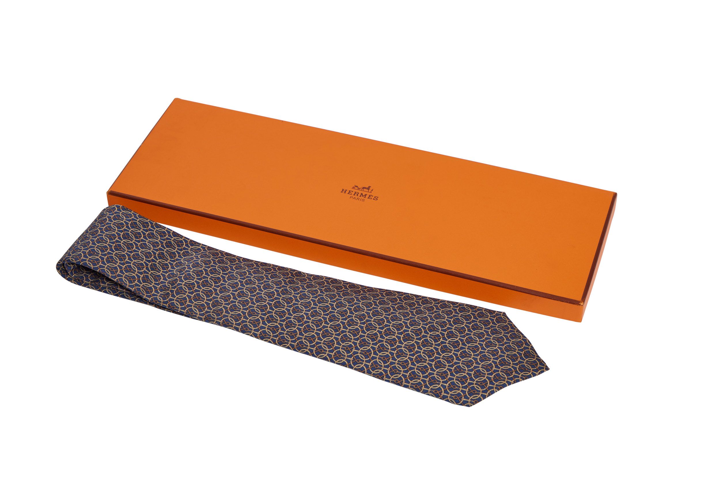 Hermes Blue Silk Tie Horse Pattern~P77644617