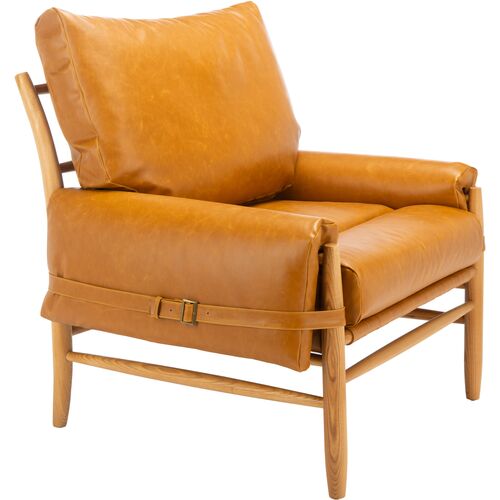 Wilson Armchair, Caramel Faux Leather~P77648097