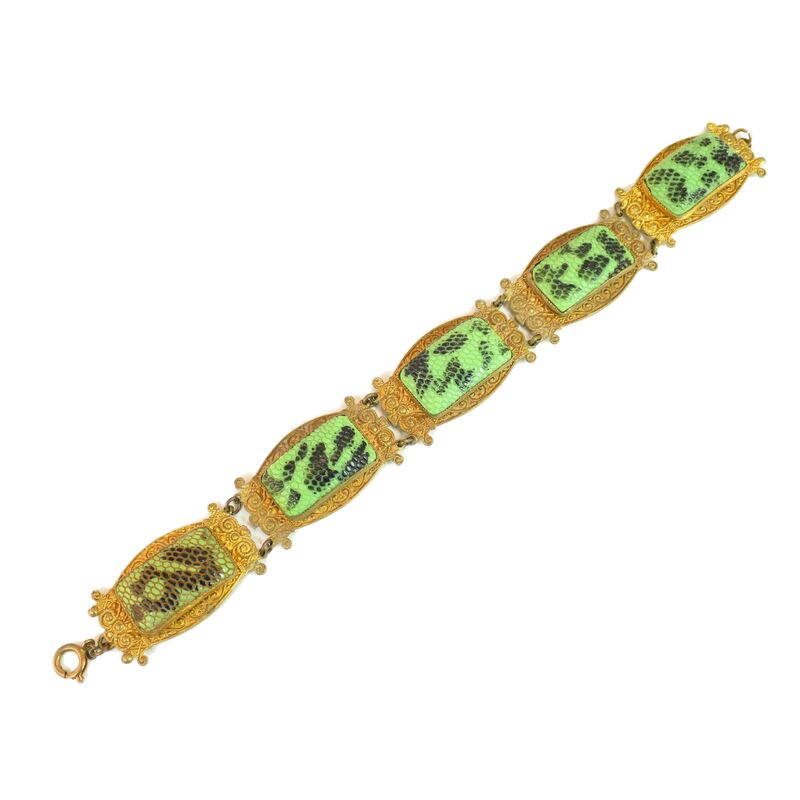 1920s Czech Snakeskin Glass Bracelet