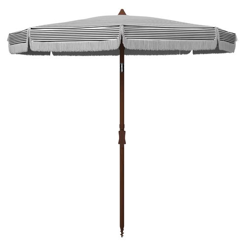Frenchy Outdoor Patio Umbrella, White/Black Stripe~P77647842