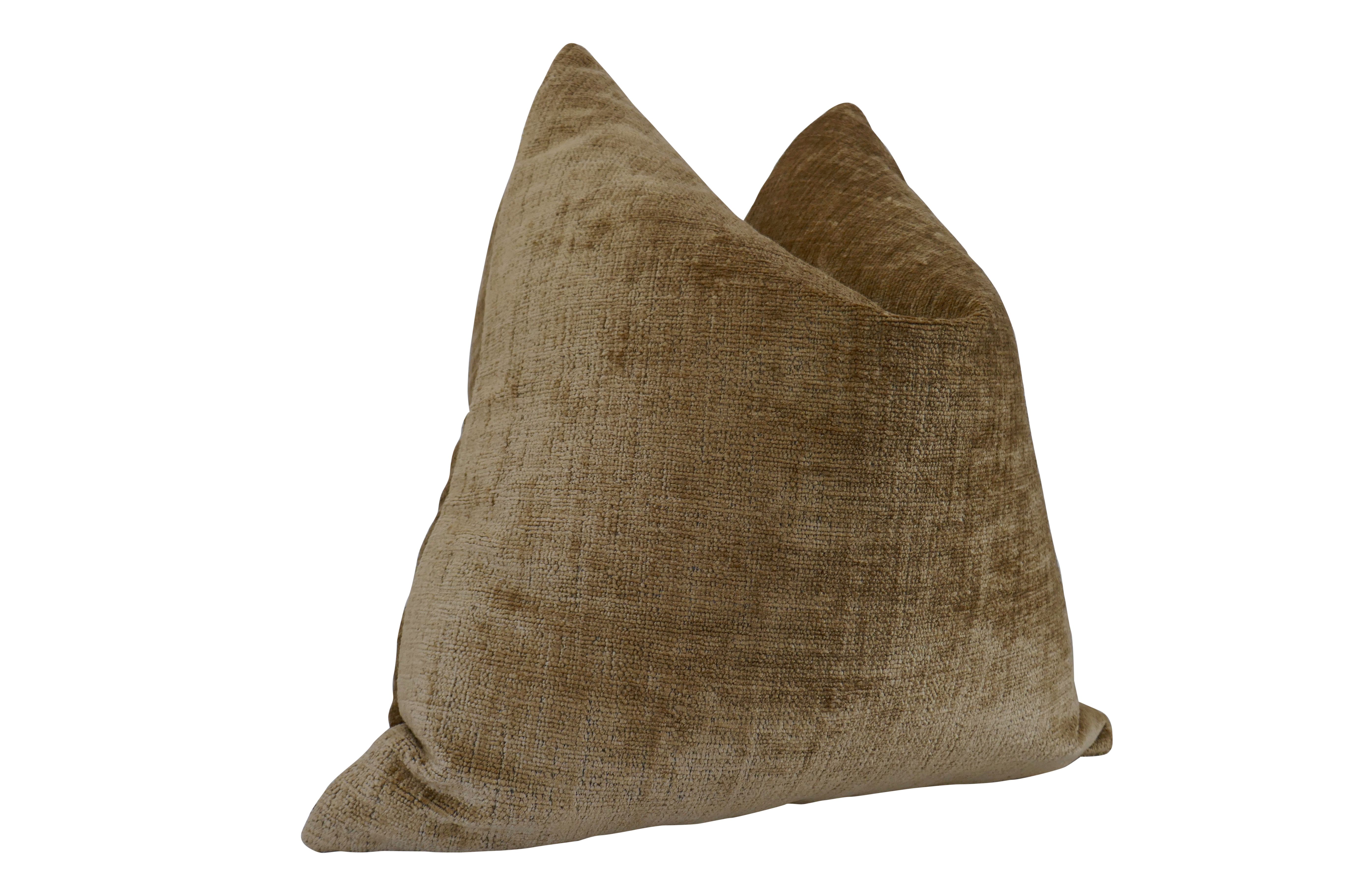 Luxe Tobacco Chenille & Linen Pillow~P77673983