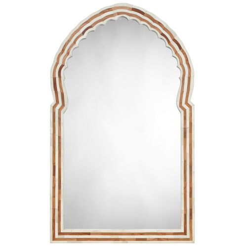 Bardot Large Bone & Wood Arch Wall Mirror, Natural