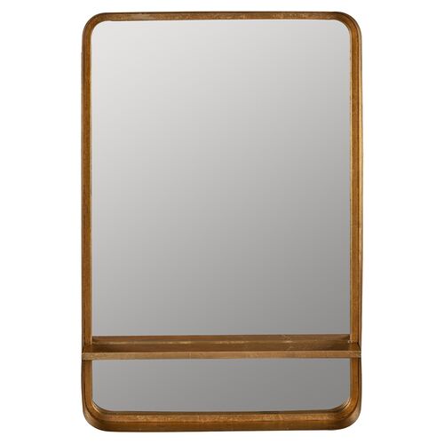 Brette Shelf Wall Mirror, Bronzed Gold Leaf~P77536336