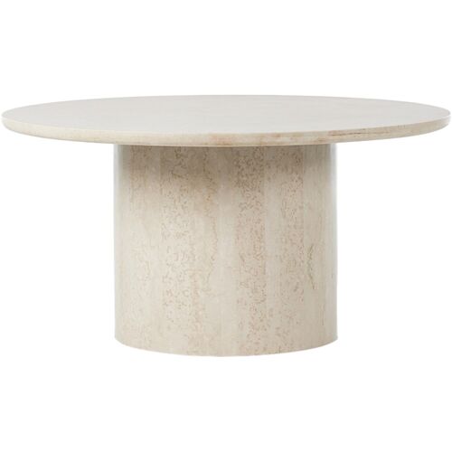 Kensley Outdoor Round Dining Table, Cream Marble