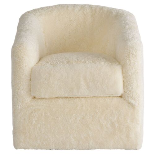 Sloane Swivel Chair, Ivory Shearling