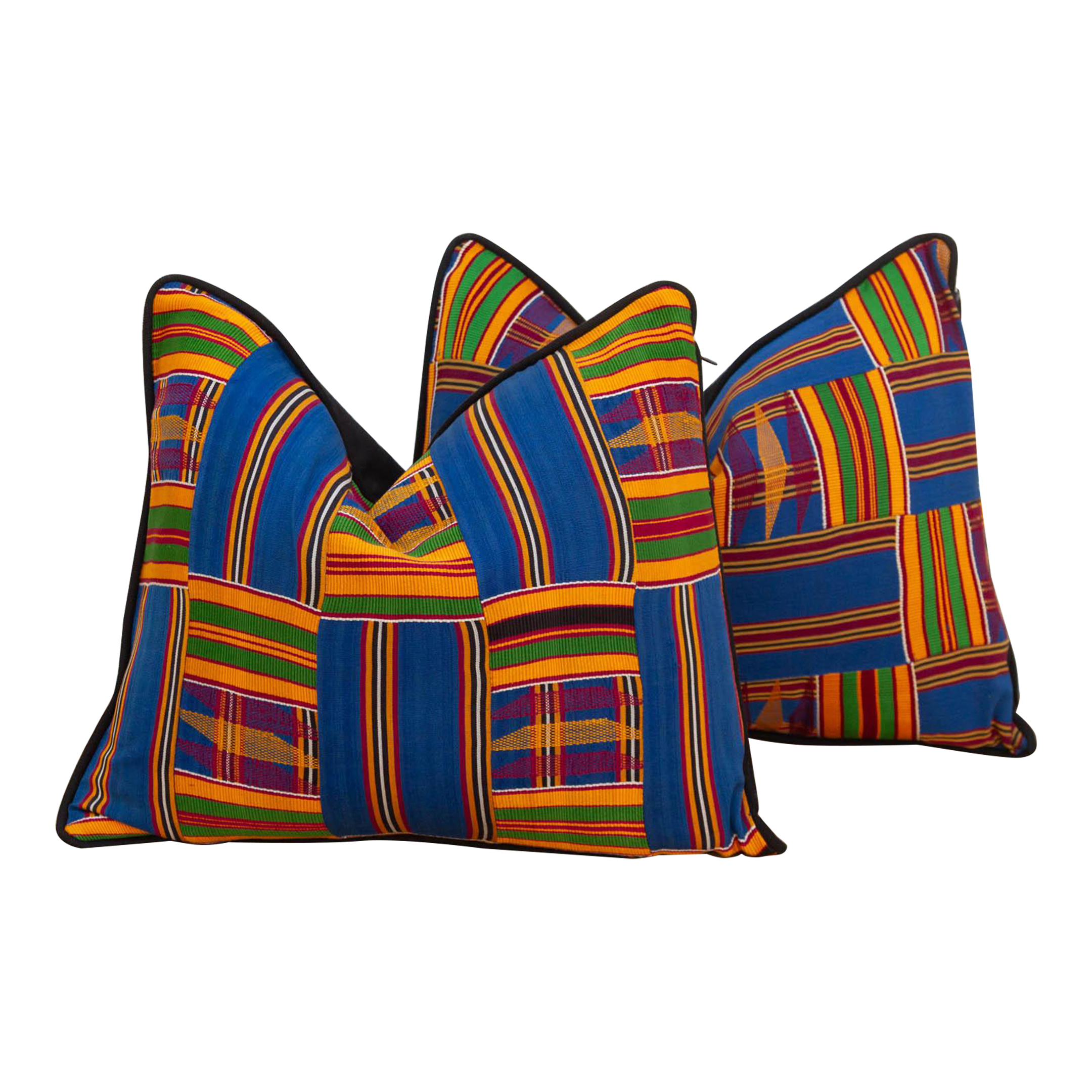 Blue Vintage African Kente Pillow Covers~P77699398