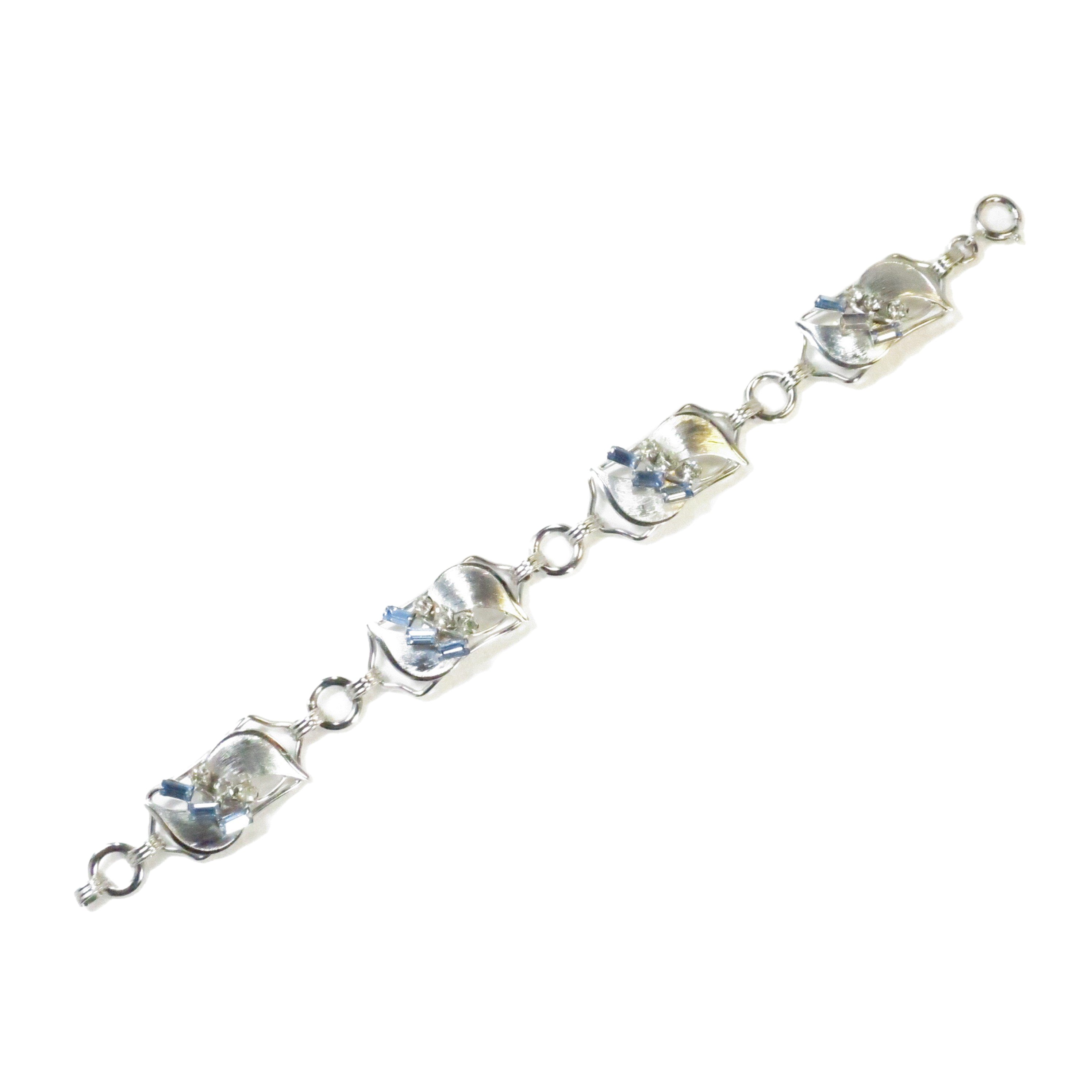 1940s Designer Sterling Crystal Bracelet~P77658910