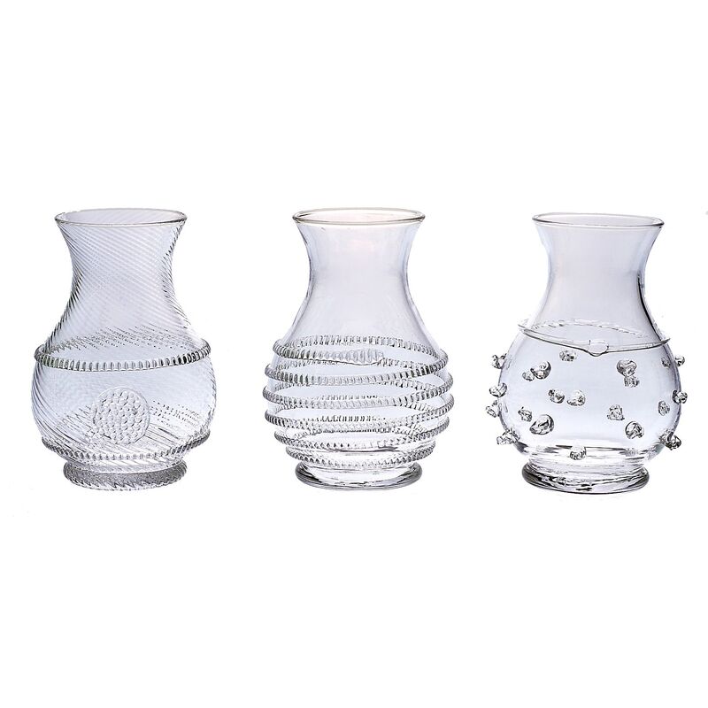 Asst. of 3 Mini Vases, Clear