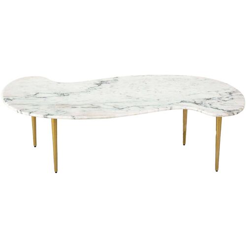 Jagger Marble Cocktail Table, White/Hammered Brass~P111119662