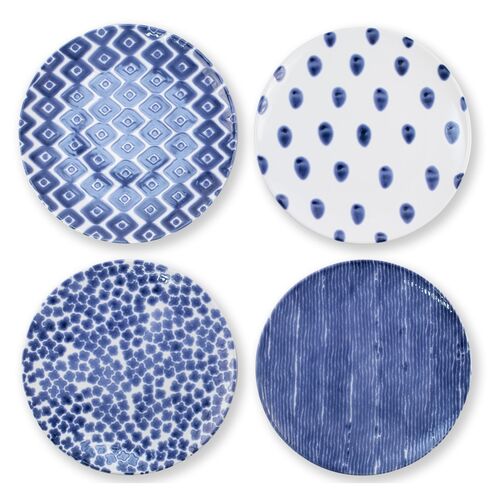 Asst. of 4 Santorini Dinner Plates, Blue/White~P67605507