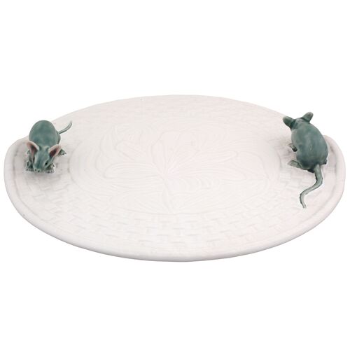 Lily Cheese Tray With Mouses, Green Lily Cheese Tray With Mouses, Green
