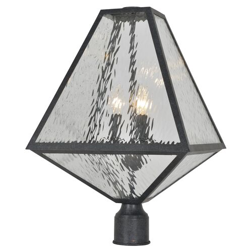 Glacier Large Outdoor 3-Light Post Lamp, Black Charcoal/Clear~P77505416