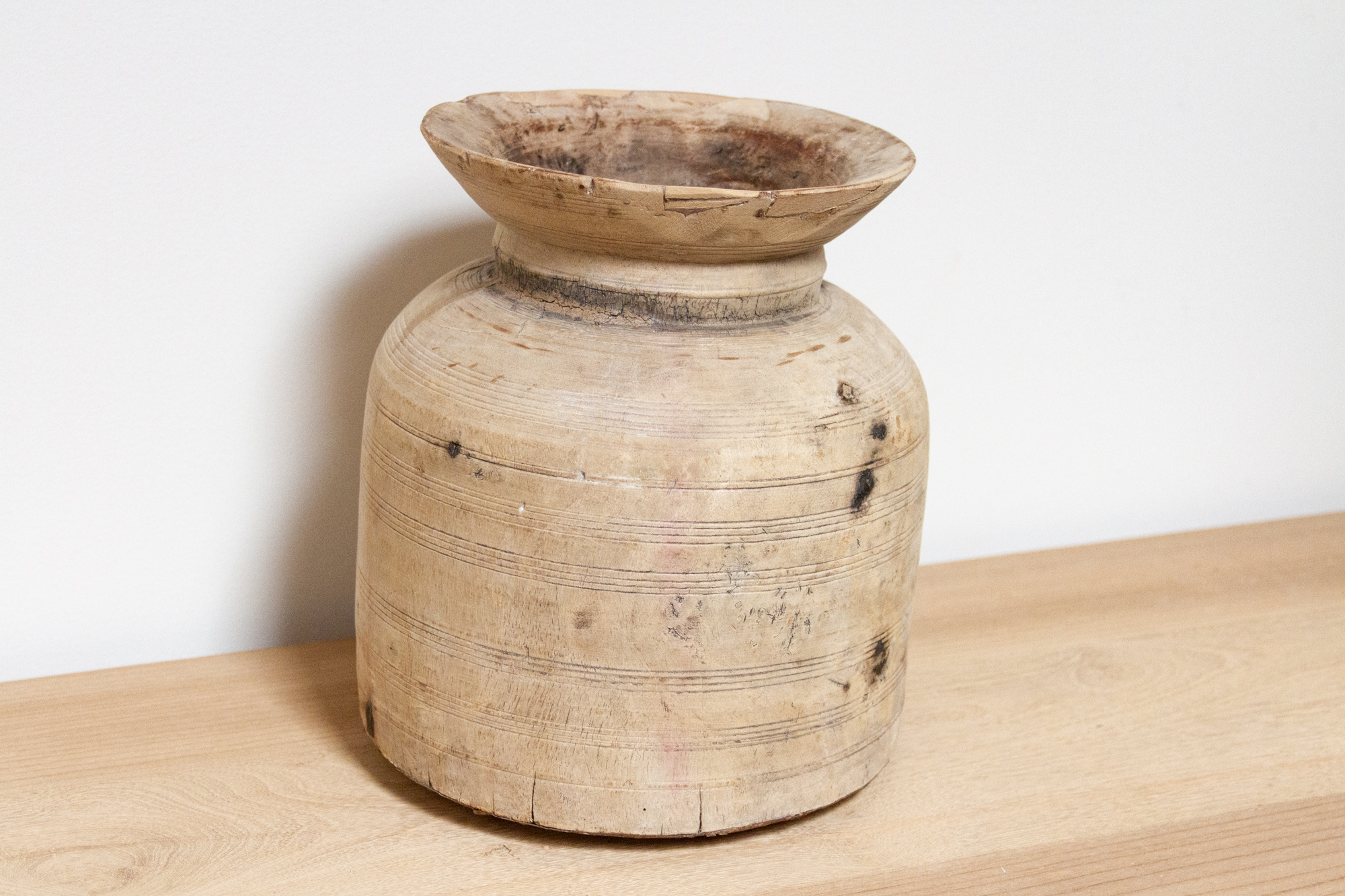 Rustic Colonial Wooden Water Pot-Rani~P77673425