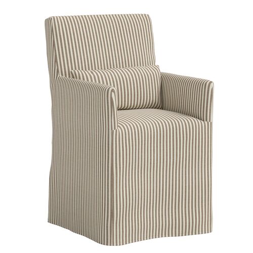 Lindy Slipcover Dining Arm Chair, Jane Stripe
