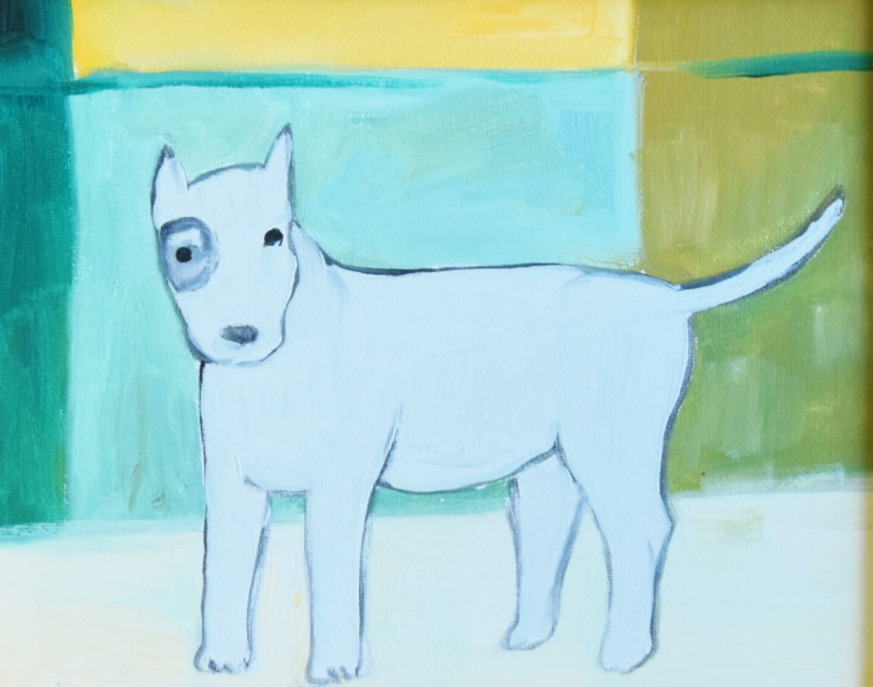 Folk Art Doggie Dog Puppy Oil Painting~P77674048