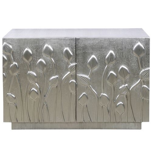 Bex Bar Cabinet, German Silver Aluminum Bex Bar Cabinet, German Silver Aluminum