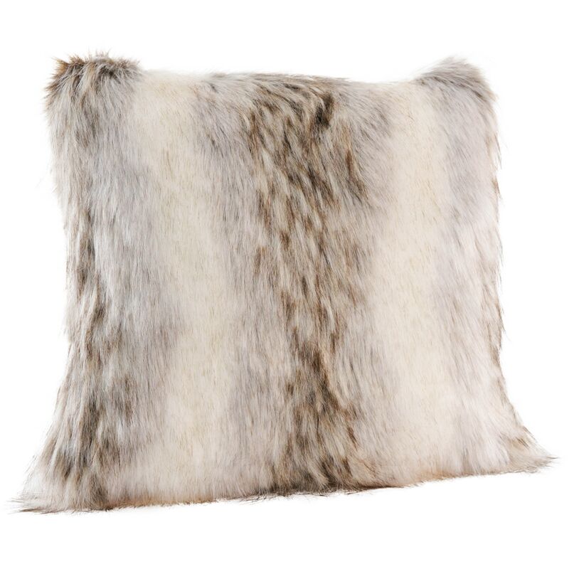 Tucker Faux Fur Pillow, Tundra Wolf