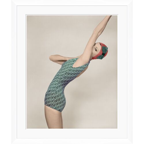 Vogue Magazine, "Model Wearing a Green Paisley Bathing Suit", Richard Rutledge, January 1, 1958 Photograph