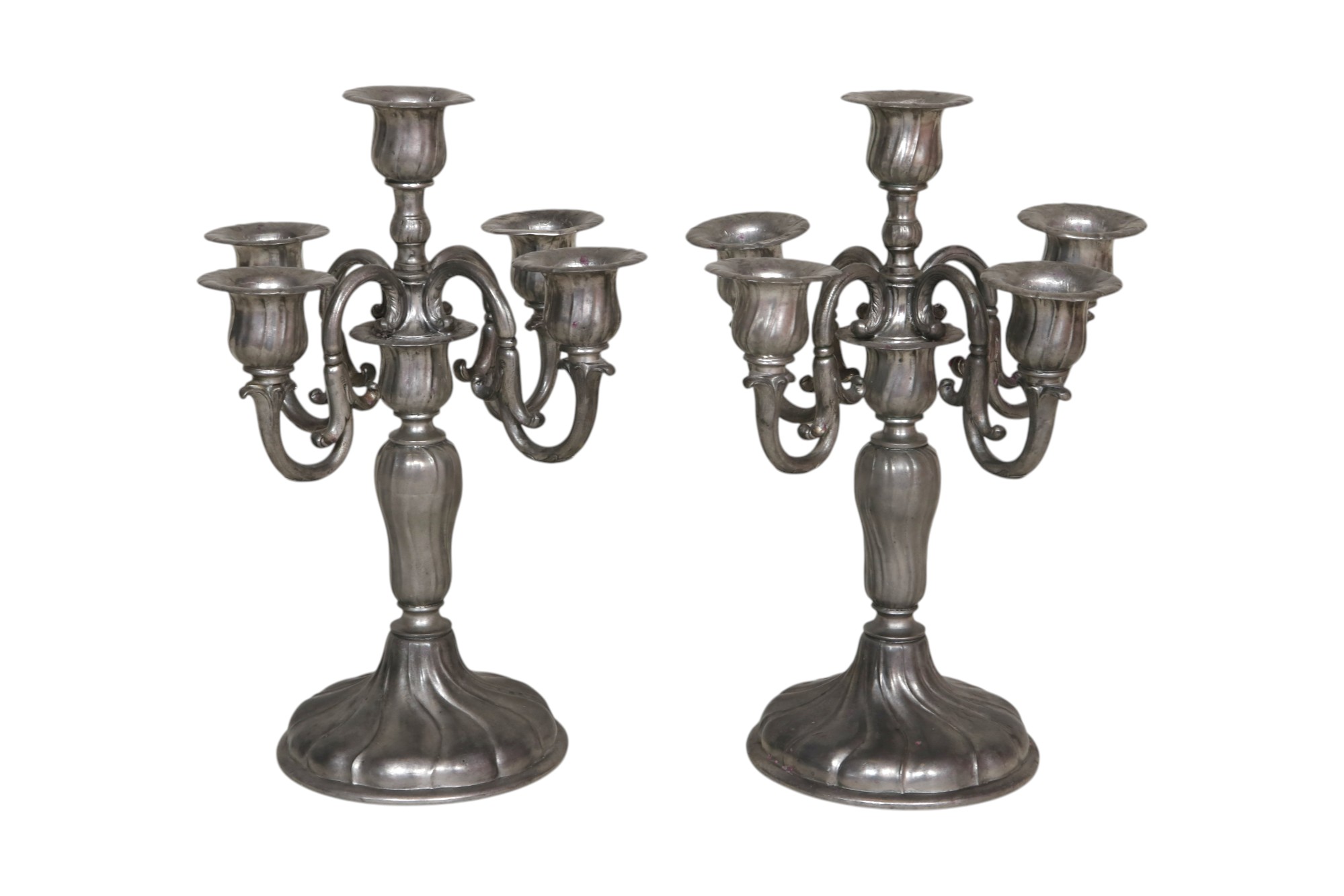 19thC. Swiss Pewter Candelabra, a Pair~P77747345