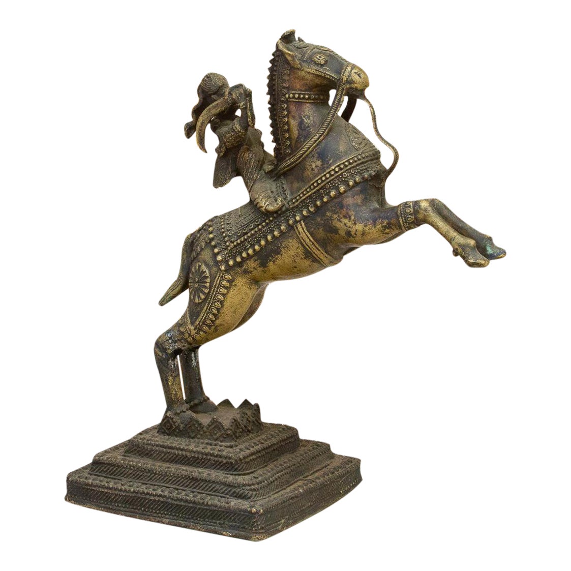 Antique Indian Ajmer Horse Brass Statue~P77626937