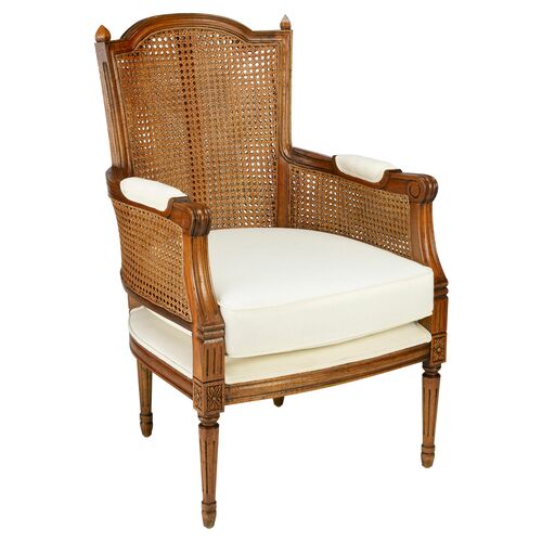 Noreen Accent Chair, Caramel/Off-White Linen~P76653901