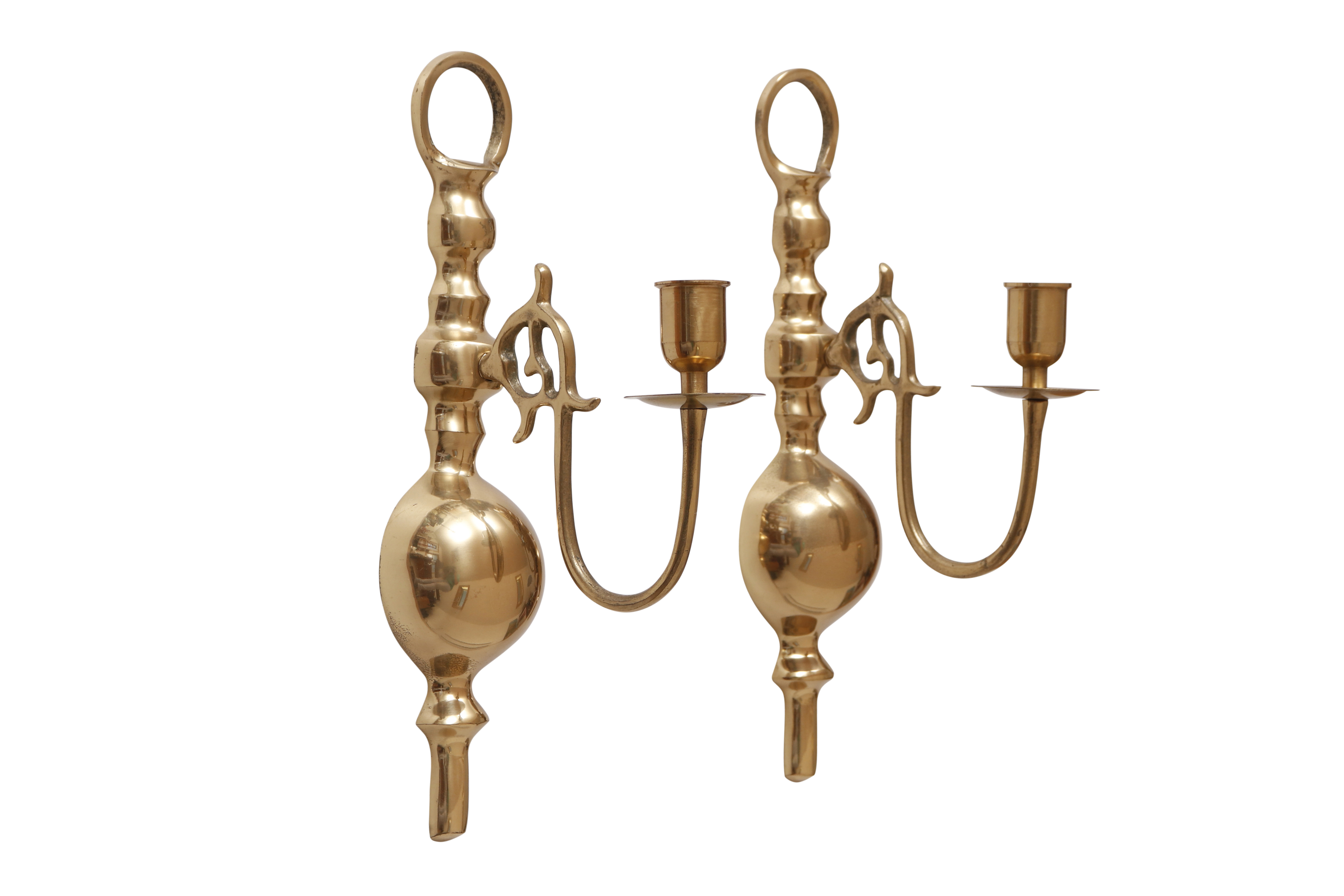 Colonial Style Brass Sconces - a Pair~P77641392