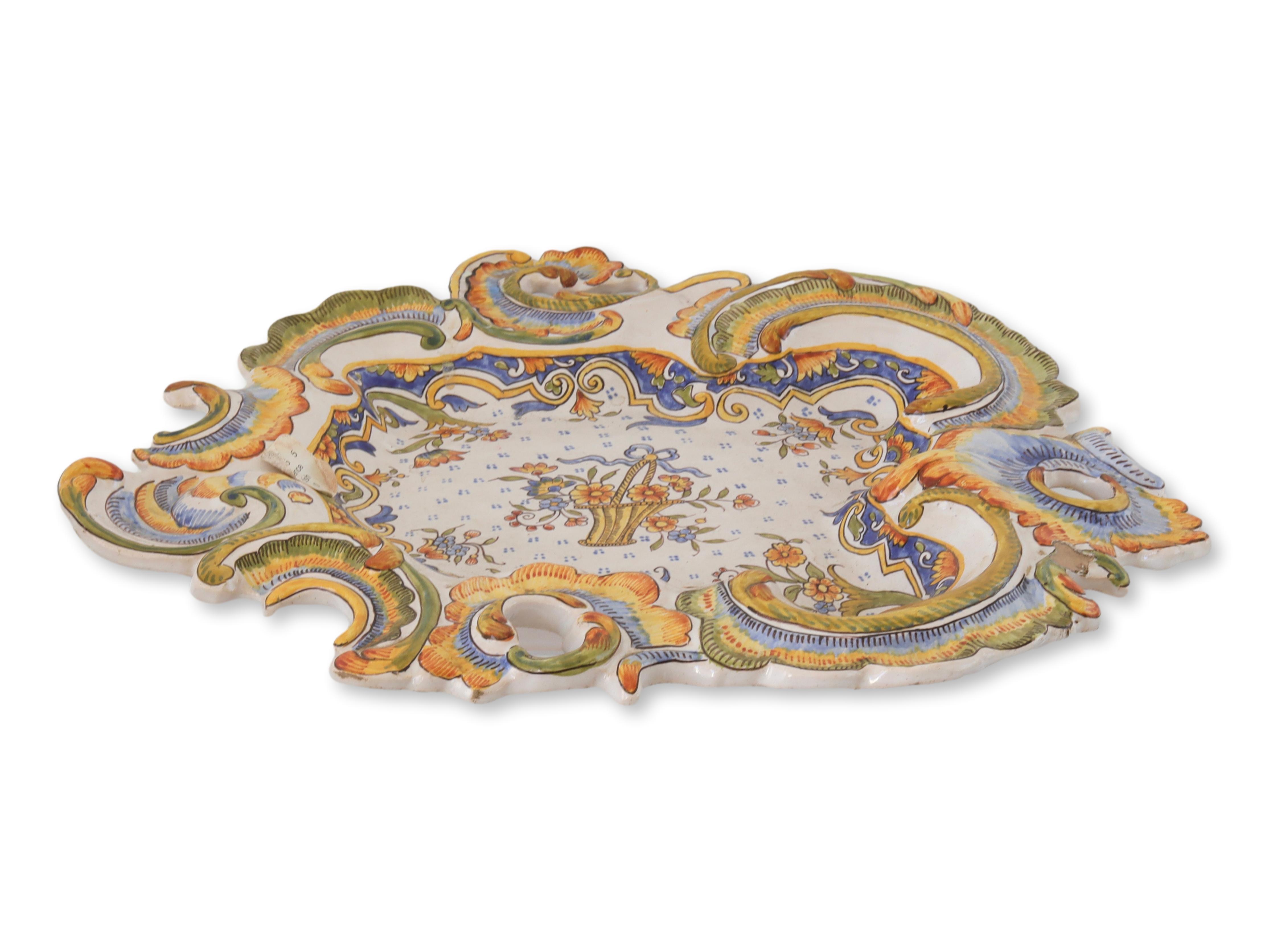 Antique French Faience Fancy Tray~P77676254