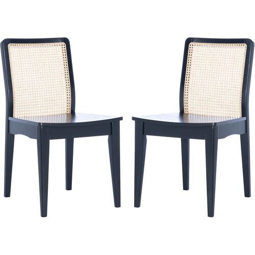 S/2 Stefania Rattan Dining Chairs, Black~P77648021