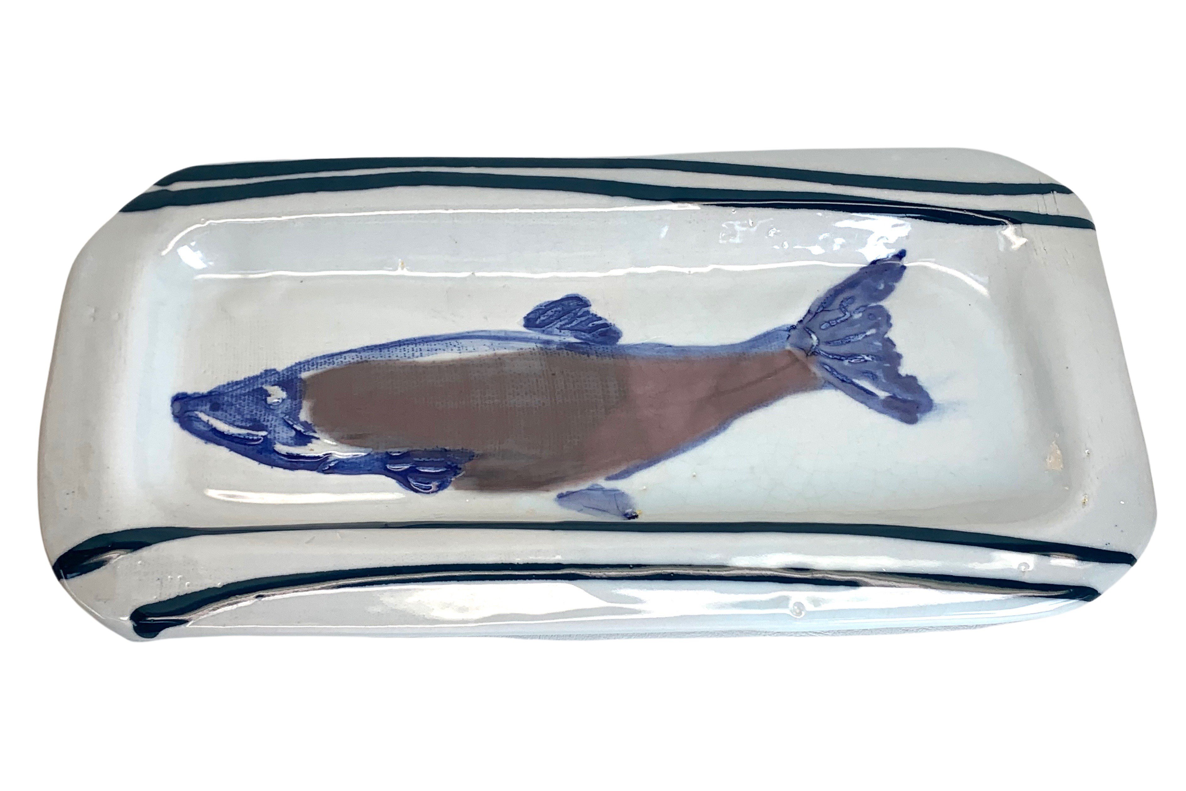 Hand-Made Stoneware Fish Platter, Signed~P77614096