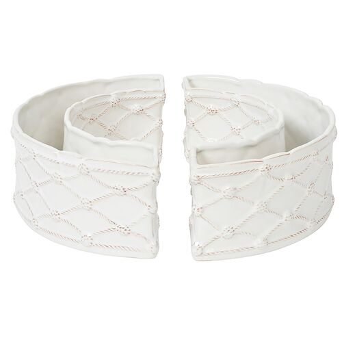 S/2 Berry & Thread Petite Parterre Garden Half Circle Vases, Whitewash
