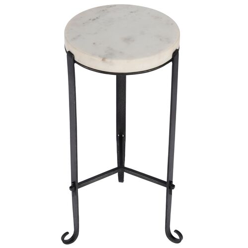 Marlow Round Marble Top Side Table, Black/White